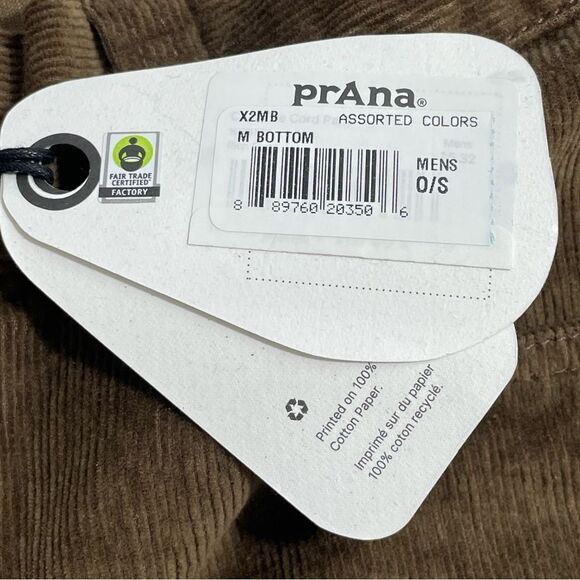 NWT Prana Campfire Cord Pants Men’s Size 35 x 32 Brown Corduroy Slim Fit Tapered - Picture 9 of 10